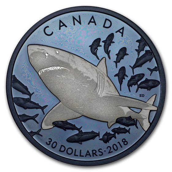 2018 Canada 2 oz Silver $30 Great White Shark Proof 2018 Canada 2 oz Silver $30 Great White Shark Proof